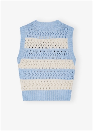 Cotton mix striped vest Soft Chambray K2486 Ganni 